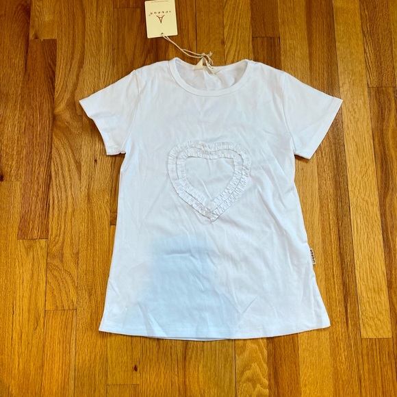 Ipuang white tshirt with ruffled heart size 12 - Picture 1 of 3